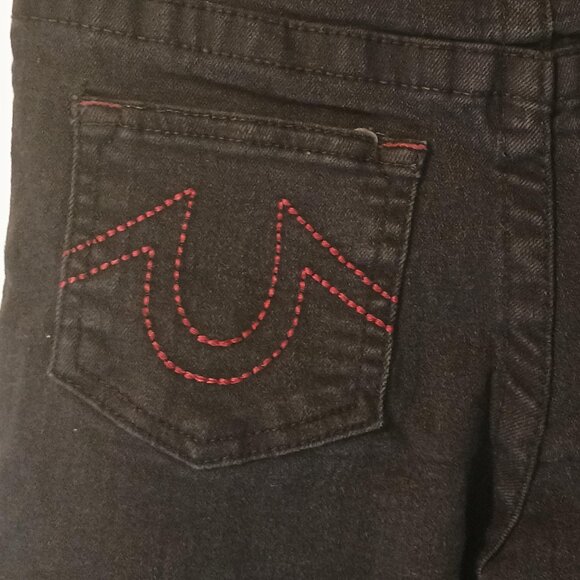 True Religion Cargo Jeans Kids 7 Black Denim Logo Pants Adjustable Waist - Picture 10 of 10